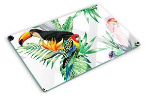 Tocător sticlă Păsări tropicale și frunze
