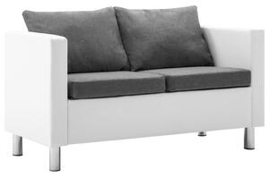 Set canapele, 2 piese, alb și gri deschis, piele ecologică