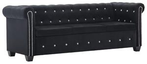 Set canapele Chesterfield, 2 buc, tapițerie catifea, negru