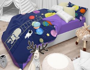 Lenjerie de pat din bumbac pentru copii Culoare Albastru, Univers