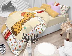 Lenjerie de pat din bumbac mare pentru copii, Girafa Bej