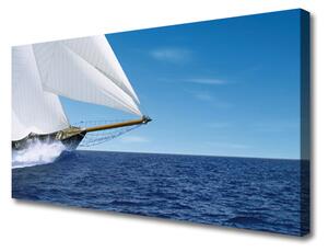 Tablou pe panza canvas Marea barca Peisaj Alb Albastru