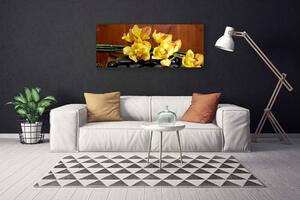 Tablou pe panza canvas Pietrele florale flori galben negru