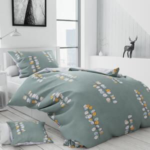 Lenjerie de pat din bumbac flanelat Culoare Verde, EMERALD + husA de pernA 40x50 cm Gratuit
