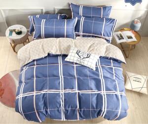 Lenjerie de pat din bumbac flanelat Culoare Albastru, DUDE + husa de perna 40x50 cm Gratuit