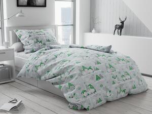 Lenjerie de pat din bumbac Culoare Verde, ELF de Craciun