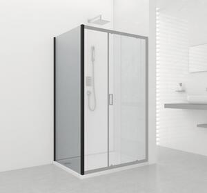 Perete lateral duș Sanotechnik Elite Black, 90x195 cm, sticlă securizată transparentă, profil negru mat
