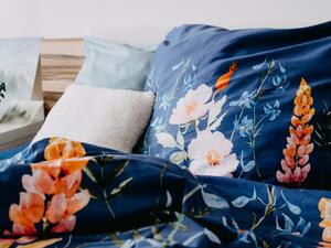 Lenjerie de pat din bumbac satinat Culoare Albastru, FLORAL