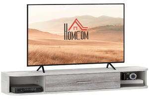 HOMCOM Mobilier TV Suspendat cu 2 Rafturi Deschise și un Dulăpior cu Ușă Rabatabilă, 120x26x16 cm, Gri | Aosom Romania