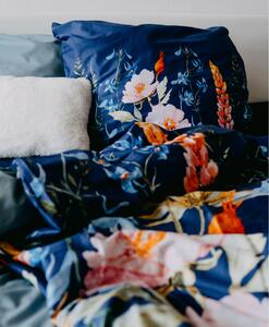 Lenjerie de pat din bumbac satinat Culoare Albastru, FLORAL