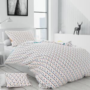 Lenjerie de pat din bumbac alb SPIRIT HEARTS + husa de perna 40 x 50 cm gratuit