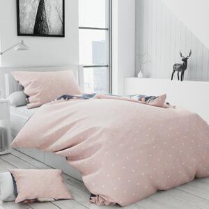 Lenjerie de pat din bumbac roz PUKES + husa de perna 40 x 50 cm gratuit