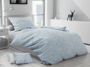 Lenjerie de pat din bumbac albastru deschis KUBAY + husa de perna 40 x 50 cm gratuit