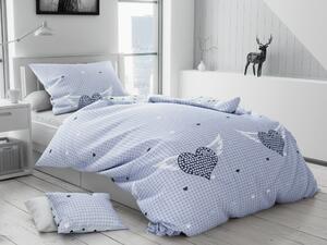 Lenjerie de pat din bumbac albastru, LAUKE + husa de perna 40 x 50 cm gratuit
