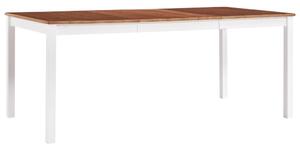 Masă de bucătărie, alb și maro, 180 x 90 x 73 cm, lemn de pin