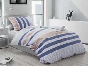 Lenjerie de pat din bumbac flanelat Culoare Albastru, MELIORITOS + husa de perna 40x50 cm gratuit