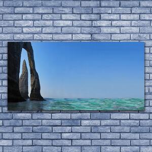 Tablou pe sticla Sea Rock Peisaj Gri Albastru
