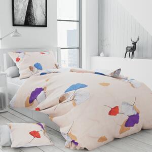 Lenjerie de pat din bumbac flanelat Culoare Bej, GINKGO + husa de perna 40x50 cm gratuit