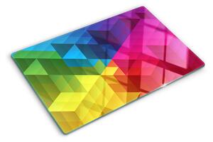 Tocător din sticlă Geometrie colorată în triunghiuri