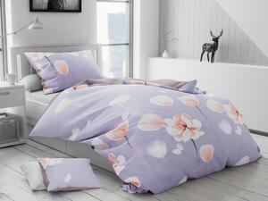 Lenjerie de pat din bumbac flanelat Culoare Violet, FLOS + husa de perna 40x50 cm gratuit