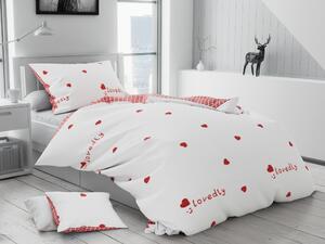 Lenjerie de pat din bumbac LOVED rosie + husa de perna 40 x 50 cm gratuit