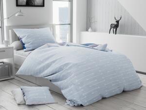 Lenjerie de pat din bumbac flanelat Culoare Albastru, MAGION + husa de perna 40x50 cm gratuit