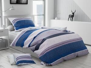 Lenjerie de pat din bumbac flanelat Culoare Albastru, MAGION + husa de perna 40x50 cm gratuit