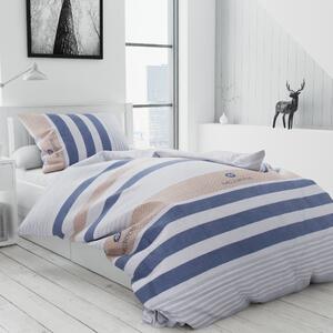 Lenjerie de pat din bumbac flanelat Culoare Albastru, MELIORITOS + husa de perna 40x50 cm gratuit