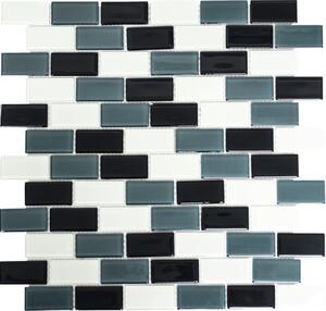 Mozaic sticlă CM B425 mix alb-gri-negru 31x32,2 cm