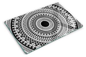 Tocător de bucătărie Mandala în nuanțe de alb și negru