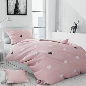 Lenjerie de pat din bumbac roz VIENTE + husa de perna 40 x 50 cm gratuit