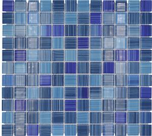 Mozaic piscină sticlă CM 4285 albastru/alb 30,2x32,7 cm