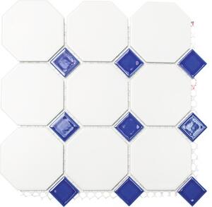 Mozaic piscină ceramic Octa G 944N alb/albastru 30x30 cm