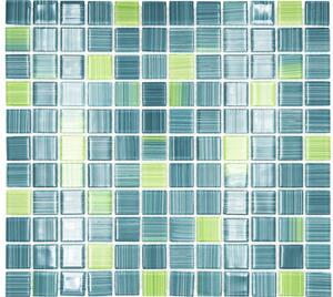 Mozaic piscină sticlă CM 4250 verde/albastru 30,2x32,7 cm