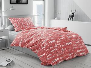 Lenjerie de pat din bumbac rosu, Love Dimensiune lenjerie de pat: 70x90 cm | 140x220 cm
