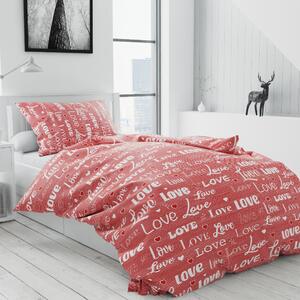 Lenjerie de pat din bumbac rosu, Love Dimensiune lenjerie de pat: 70x90 cm | 140x200 cm