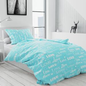 Lenjerie de pat din bumbac turcoaz, Love Dimensiune lenjerie de pat: 70 x 90 cm | 140 x 220 cm