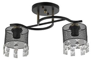 Lustra Clasica Elegance Klausen Lustros PL2 2xE27 Metal Negru si Sticla 41x23x26 cm Corp Iluminat Interior pentru Living Dining Hol Design Rafinat