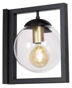 Aplica Modernă Klausen Rey AP1 Negru 30x20x27cm, Corp Iluminat Urban din Metal și Sticlă cu Soclu E27, Ideală pentru Living, Hol sau Dormitor Elegant
