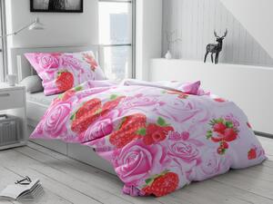 Lenjerie de pat din bumbac roz, Strawberry Romance Dimensiune lenjerie de pat: 70x90 cm | 140x200 cm