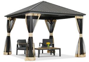 Foișor metalic Sardinia 3x3 cu plasă de țânțari Garden Point bej