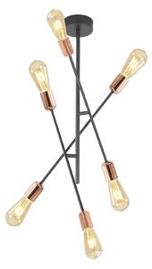 Candelabru Industrial Klausen Straight 6, Metal Negru si Cupru, 6xE27, 50x50x75 cm, Corp Iluminat Modern pentru Dining si Living, Design Elegant