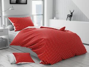 Lenjerie de pat din bumbac rosu, PUNTOS + husa de perna 40 x 50 cm gratuit