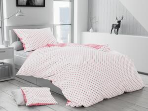 Lenjerie de pat din bumbac alb-roz, PUNTOS + husa de perna 40 x 50 cm gratuit