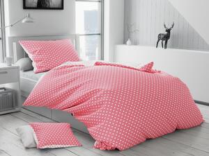 Lenjerie de pat din bumbac alb-roz, PUNTOS + husa de perna 40 x 50 cm gratuit