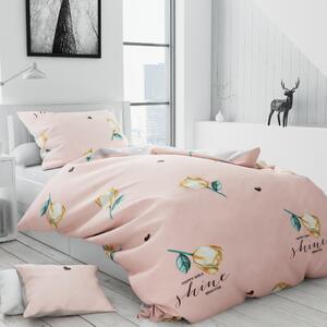 Lenjerie de pat din bumbac roz SHINE + husa de perna 40 x 50 cm gratuit