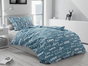 Lenjerie de pat din bumbac albastru, Love Dimensiune lenjerie de pat: 70 x 90 cm | 140 x 200 cm