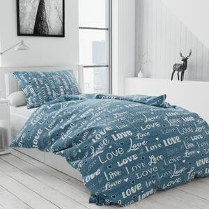 Lenjerie de pat din bumbac albastru, Love Dimensiune lenjerie de pat: 70x90 cm | 140x200 cm