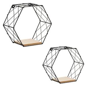 Set 2 etajere metalice decorative, model Hexagon