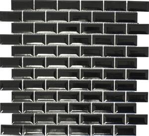 Mozaic piscină ceramic Brick Bond Diamond CBB 108 uni negru 30x30 cm